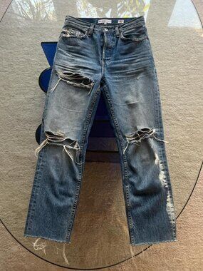 Re/done distressed relaxed fit jeans  size 25 fit true to size
